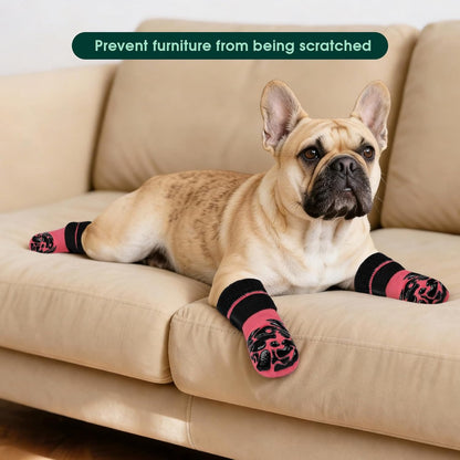Kuoser Non-Slip Dog Socks, 2 Pairs Socks to Prevent Licking Paws, Paw Protectors for Hot Pavement, Hardwood Floors, Traction Control for Small, Medium, Large Dogs