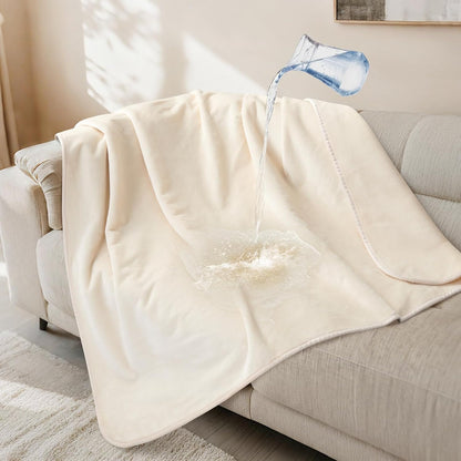 LOOBANI Waterproof Blanket for Bed: Reversible Soft Flannel Twin Bed Blanket 60" x 80", Leakproof Throw Spill-Proof Dog Pet Blanket for Couch Cover, Movie Time, Camping, Travel, Grey