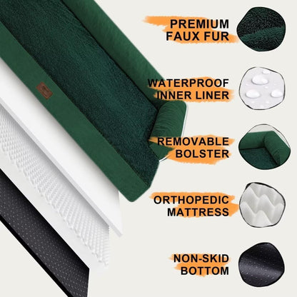 Large Dog Bed Orthopedic Washable - Beds Bolster - Medium XL XLarge Big Dogs - Memory Foam Couch Sofa - Waterproof with Removable Cover