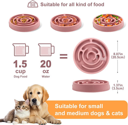 Ceramic Slow Feeder Dog Bowls with Anti-Slip, Slow Feeder & Non-Slip Design, Boredom and Anxiety Reducer, Suitable for All Breed Dogs and Cat (Ceramic-White)