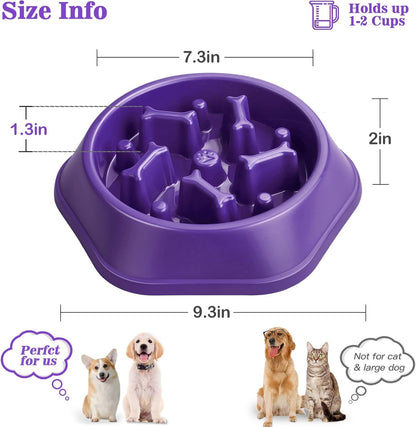 UPSKY Slow Feeder Dog Bowl Anti-Chocking Slower Feeding Pet Puzzle Bowls, Interactive Bloat Stop Dog Food Dishes Non-Slide Dogs Lick Treat for Small Medium