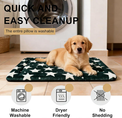 Dog Bed Mat, Reversible Crate Pad & Cute Dog Bed - Machine Washable Kennel Mat with Ultra Soft for Small Dogs (Cool/Warm), 24" x 18", Grey&Star