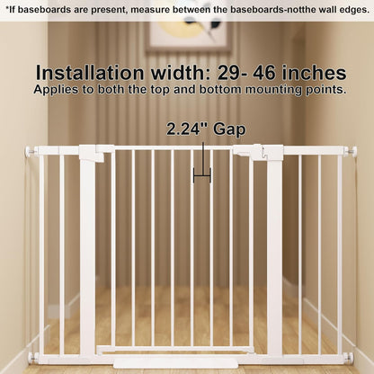29-42 inches Metal Baby Gate for Stairs/Doorways, 30 inches Tall Pressure Mounted Pet Gates, Auto-Close Child Safety Gate, No Drilling Easy Walk-Through Dog Gate Indoor, Black