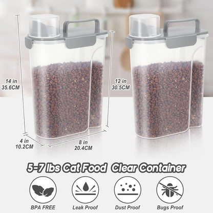 LEAWALK 5-7Lbs Dog Cat Food Storage Container with Upgraded Large Nozzle BPA-free, 4 Snap Seals Plastic Pet Food Storage Containers with Handles are Easy to Clean and Carry