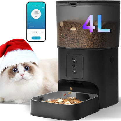 ANDOLL HOME Automatic Cat Feeder, 4L Cat Food Dispenser with 10s Voice Recorder, Pet Feeder up to 8 Meals per Day, Timed Dog Feeder with Dry Food Sealed Ring