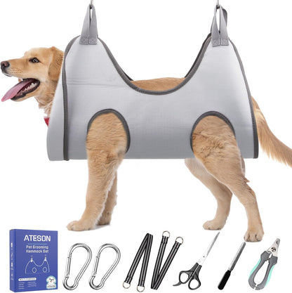 ATESON Pet Grooming Hammock with Nail Clippers/Nail Trimmers/Grooming Scissors, Dog Grooming Harness for Nail Trimming, Pet Grooming Sling Helper