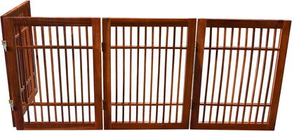 Urnporium Freestanding Wooden Dog Gate for Doorways – Foldable Acacia Wood Pet Gate, No Drill Portable Indoor/Outdoor Puppy Fence Barrier (White Pet Gate, 3 Panel 24" Tall)