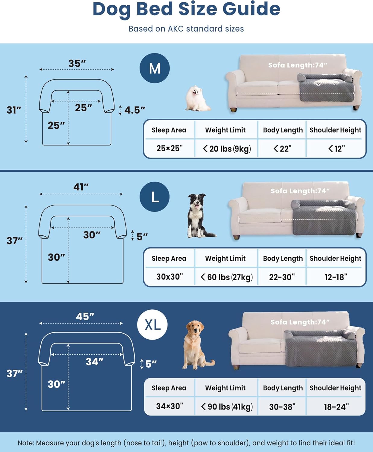 Calming Large Dog Bed for Couch, 41 x 37 inch Removable Couch Cover for Dogs Washable, Non-Slip Fluffy Plush Dog Sofa Mat for Furniture Protector - Grey
