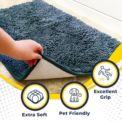 Muddy Mat® Pack of 3 Highly Absorbent Microfiber Dog Door Mat and Pet Rug, Non Slip Thick Washable Area Mat Soft Chenille for Kitchen Bathroom Bedroom and Outdoor - Beige Small, Medium & Large