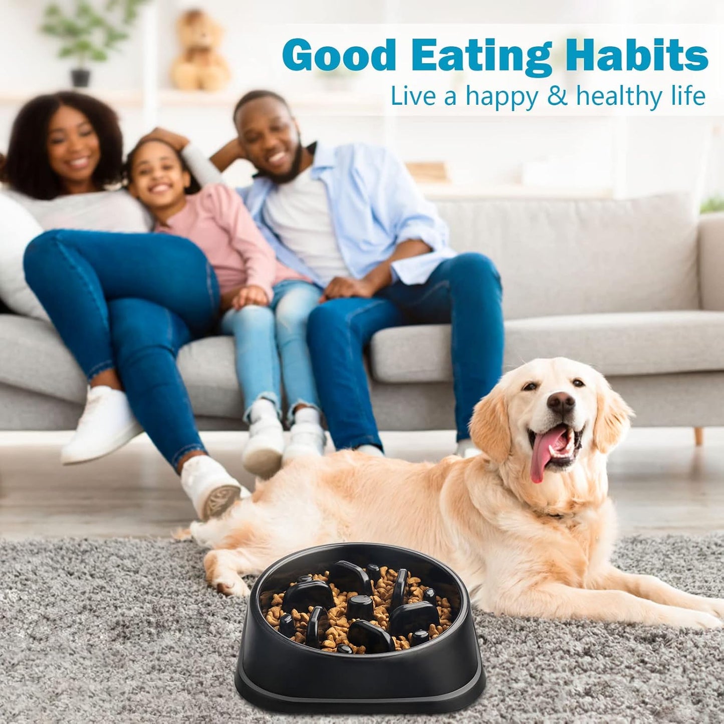 UPSKY Slow Feeder Small Dog Bowl - Anti-Slip Puzzle Bowl Feeder, Interactive Bloat Stop, Anti-Choking