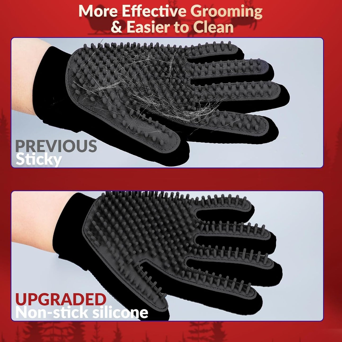 Upgrade Efficient Pet Hair Remover Gloves - Gentle Shedding Brushes for Dogs, Cats & Horses with Long and Short Hair - 1 Pair (Blue)