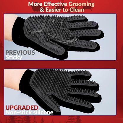 Upgrade Efficient Pet Hair Remover Gloves - Gentle Shedding Brushes for Dogs, Cats & Horses with Long and Short Hair - 1 Pair (Blue)