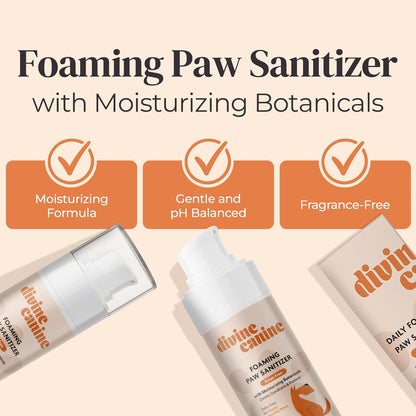Foam Dog Paw Cleaner - Alcohol Free Foaming Paw Sanitizer Spritz - Made with Coconut, Aloe, Copaiba Oil, and Lemongrass Oil to Nourish and Clean Paws - Made in The USA (1.7 Fl Oz)