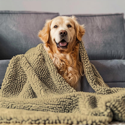 Muddy Mat® Dog Blanket - Chenille Water Absorption Blanket for Bed & Couch Cover for Dogs Washable, Anti-Slip Soft and Durable Furniture Protector for Dogs - Grey 52"x72"