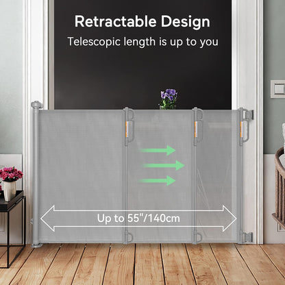 Momcozy Retractable Baby Gate, Mesh Baby Gate or Mesh Dog Gate, 33" Tall,Extends up to 71" Wide, Child Safety Gate for Doorways, Stairs, Hallways, Indoor/Outdoor