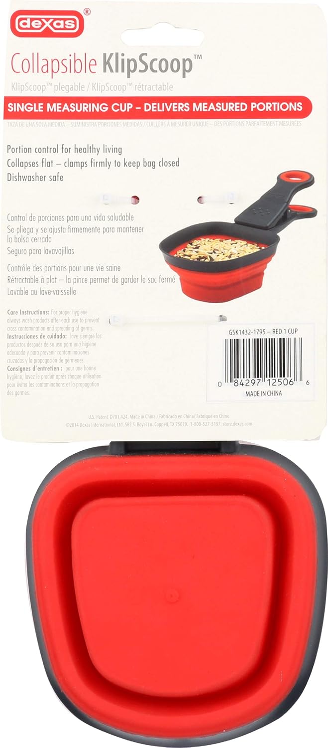 Dexas Collapsible Square KlipScoop, 1 Cup Capacity, Red, GSK1432-1795