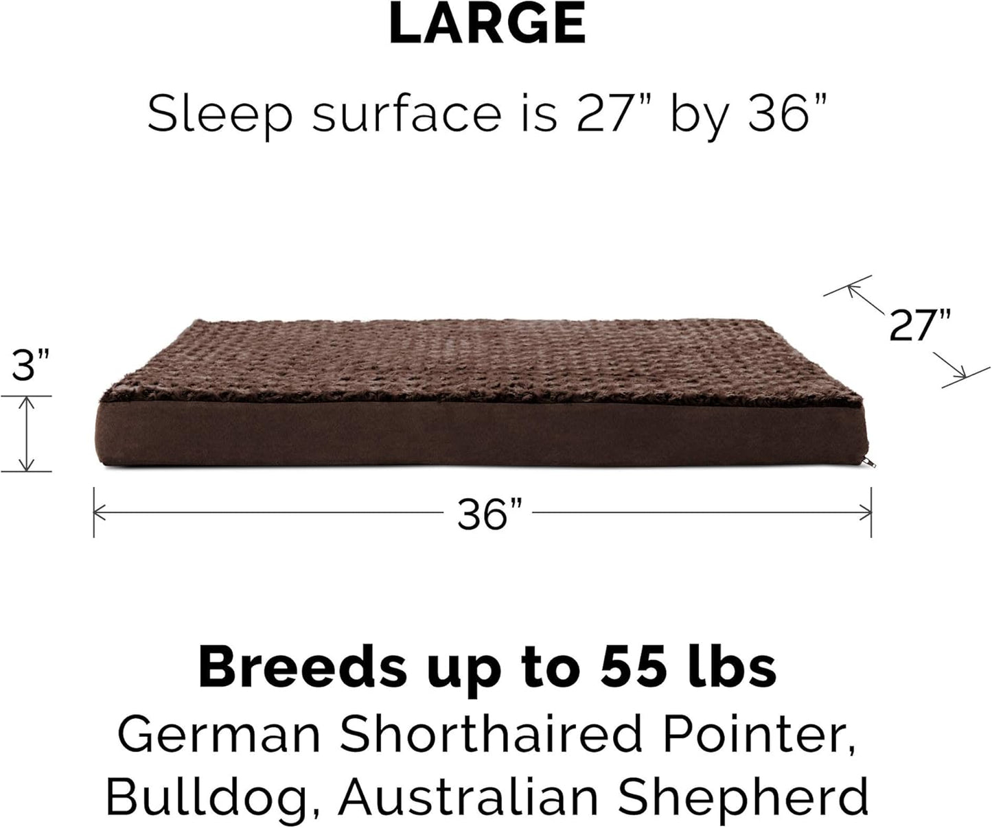 Furhaven Replacement Dog Bed Cover Ultra Plush Faux Fur & Suede Mattress, Machine Washable - Gray, Large