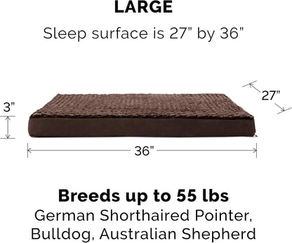 Furhaven Replacement Dog Bed Cover Ultra Plush Faux Fur & Suede Mattress, Machine Washable - Gray, Large