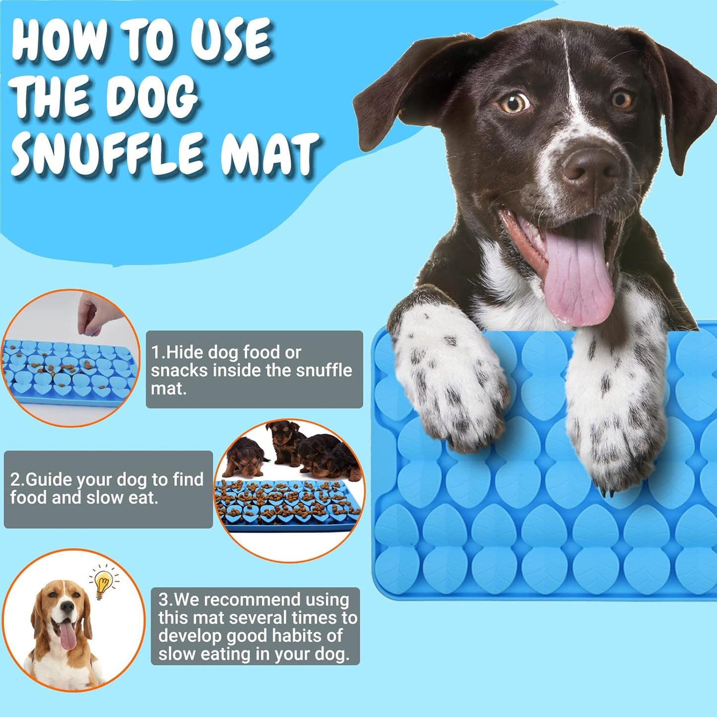 Silicone Snuffle Mat for Dogs Slow Feeder Lick Mat with Suction Cups Dogs Sniff Mat Dogs & Cats Entertainment Toys for Boredom(Black)