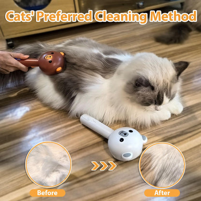 Double-Sided Pet Deshedding Dematting Comb & Steam Brush with 2 Spray Levels, Extra-Wide Detangling Undercoat Rake for Long-Hair Dogs & Cats Matted Fur, Knots, Rechargeable Grooming & Massage Tool