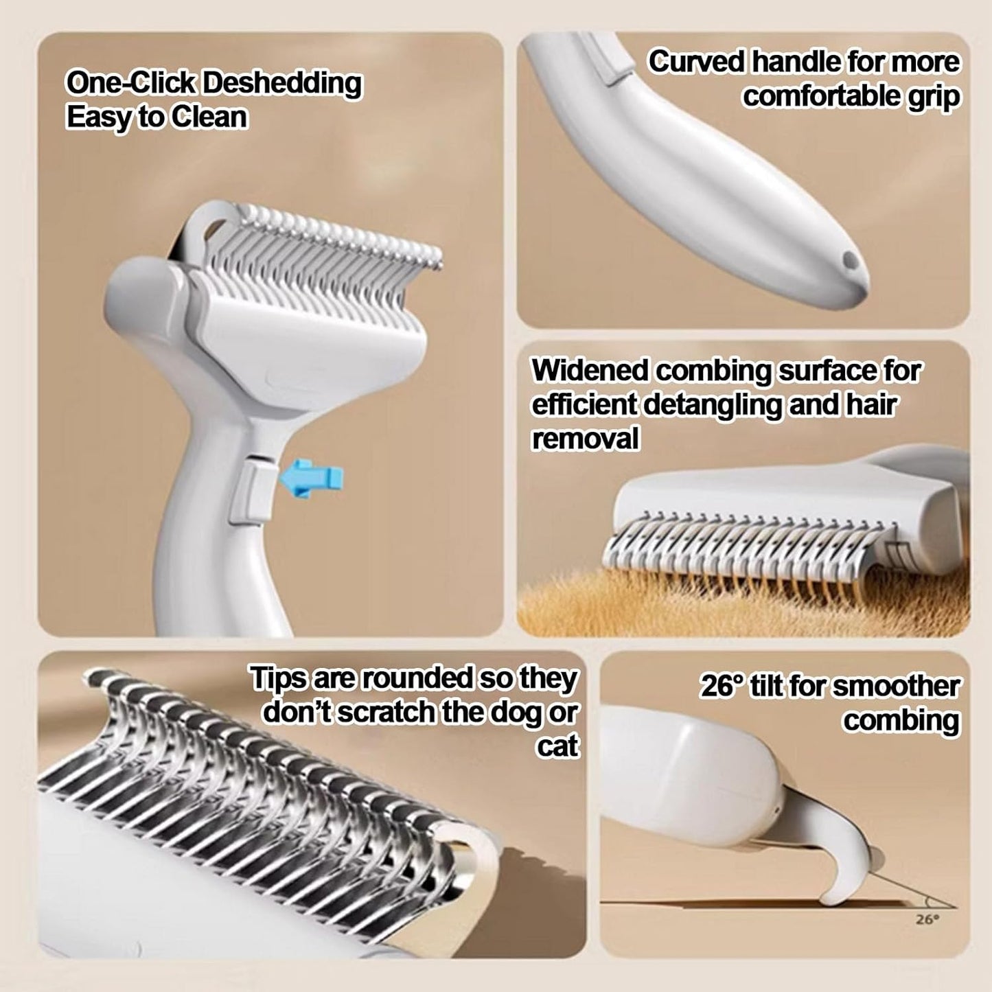Deshedding Dogs Brush with Release Button, Undercoat Rake for Cats, Professional Shedding Comb & Dematting Tool, Grooming Comb for Long Hair, Thicker Coats Pets