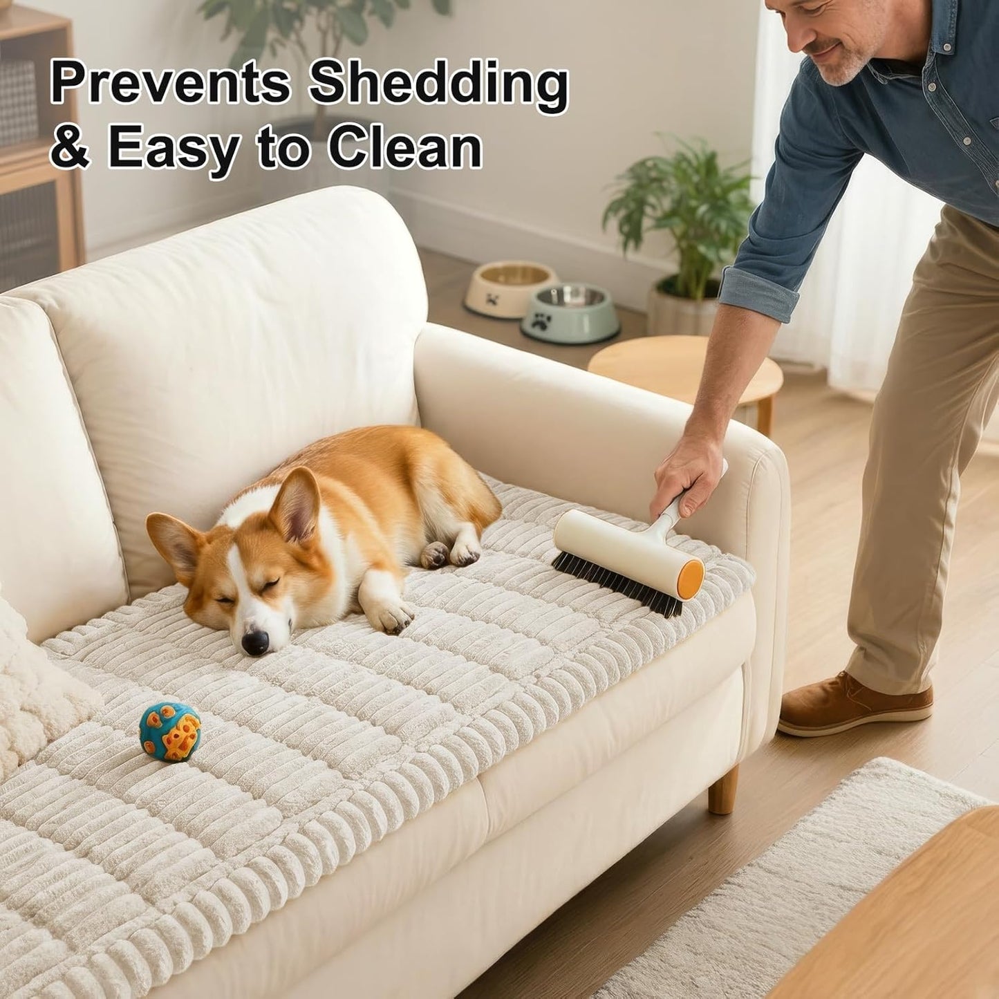 Smiry Couch Cover for Dogs, Non Slip Washable Sofa Protector for Pets, Soft Furniture Cover for Leather & Fabric Couches, Cozy Protect Against Fur, Dirt & Everyday Messes (Dark Grey, 27.6" x 59")