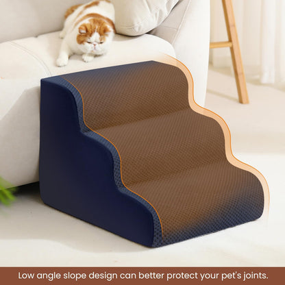 Dog Stairs for Small Dogs, 3 Tiers High Density Foam Dog Ramp, Extra Wide Non-Slip Pet Steps for High Beds Or Couch, Soft Foam Doggie Ladder for Dogs Injured, Older Pets, Small Cats