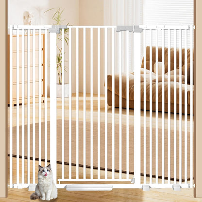 51'' Extra Tall Cat Gate for Doorways 30-40.9'' Wide, Climb Proof Pet Dog Gates for Kitten Dogs, Pressure Mounted No Drilling Cats Fence Barrier White