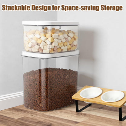 TBMax Dog Cat Food Storage Container 6-8 Lbs with Easy-Carrying Handles, Stackable Pet Food Dog Treat Container with Pop Up Lids, Airtight Food Storage Bin for Kitchen Organization