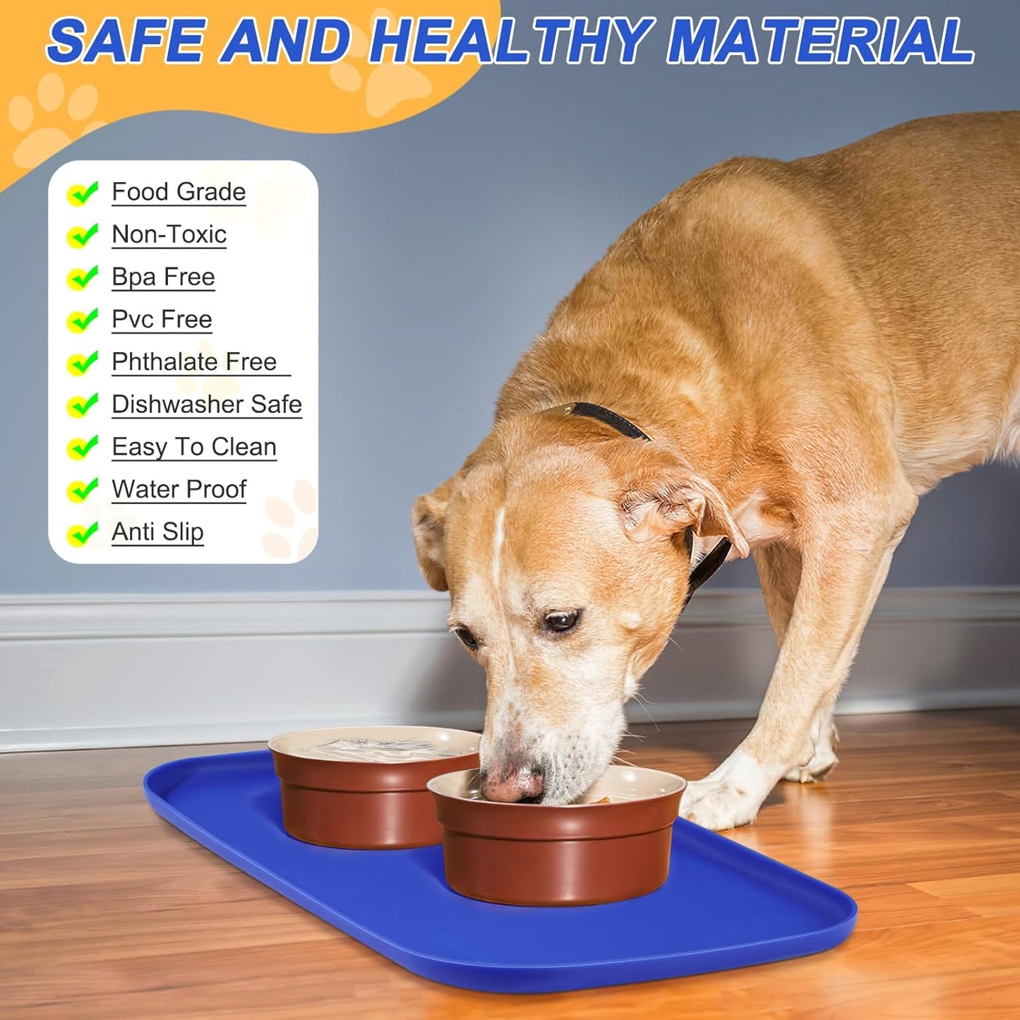 Small Silicone Pet Food Mat with Raised Edge for Food and Water Bowl, Square Dog Feeding Mats, Cat Food Trays for Floor Waterproof, Rubber Tray for Dogs and Cats, 12 x 12 x 0.7 Light Olive Green