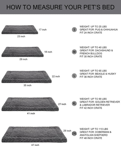 Washable Dog Bed Mat Ultra Soft Dog Crate Pad Comfy Fluffy Pet Kennel Beds Sleeping Mattress for Large Jumbo Medium Small Dogs, 36 x 23 Inch, Gray