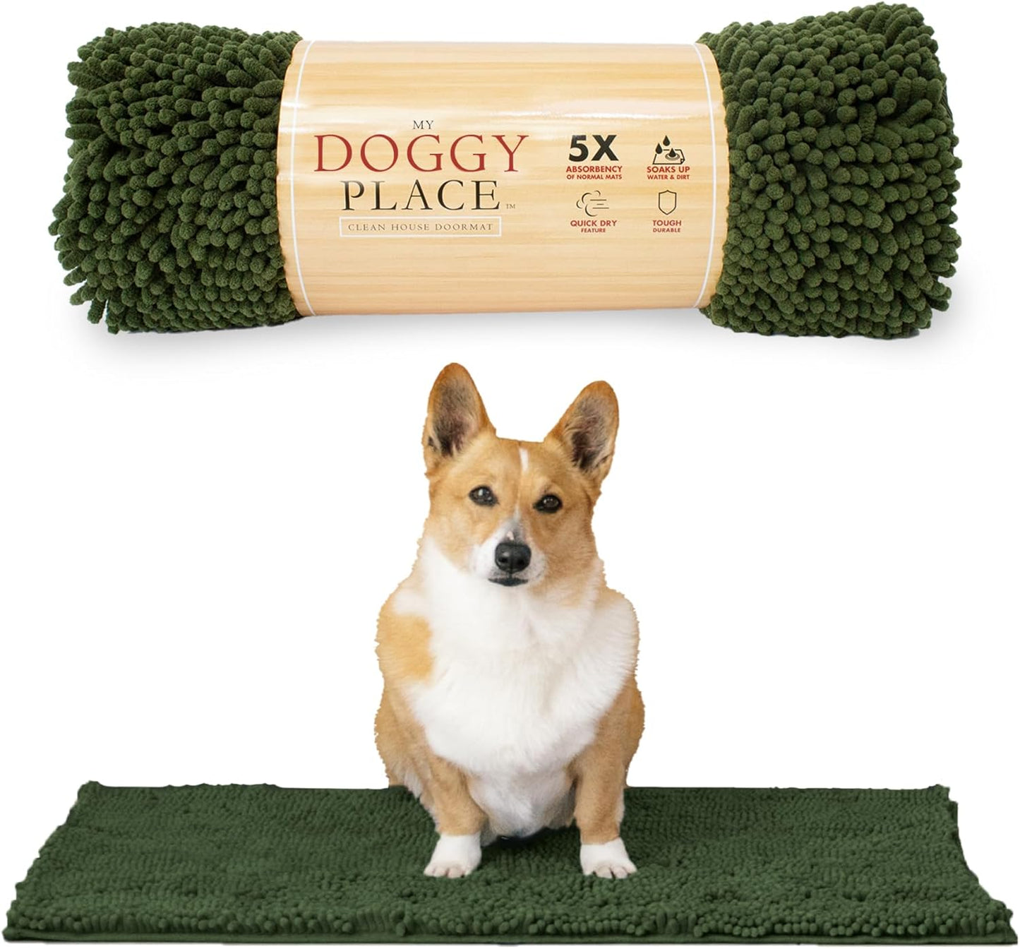 My Doggy Place Dog Mud Mat, 36"x26" Ash – Thick Microfiber Entry Rug for Snow, Mud & Salt – Absorbent, Quick-Dry, Washer-Safe & Non-Slip, Large