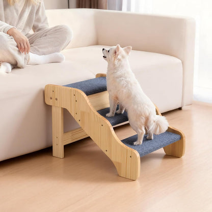 VEVOR Wood Pet Stairs, 2-Step Dog Stairs for Beds, Sofa & Cars, 110lbs Load Capacity, Floded Flat Design, Stable & Sturdy Cat & Dog Step Ladder for Small Medium Large Older Pet Puppy Essentials