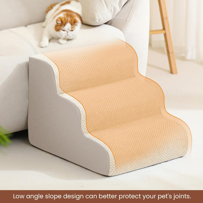 Dog Stairs for Small Dogs, 3 Tiers High Density Foam Dog Ramp, Extra Wide Non-Slip Pet Steps for High Beds Or Couch, Soft Foam Doggie Ladder for Dogs Injured, Older Pets, Small Cats