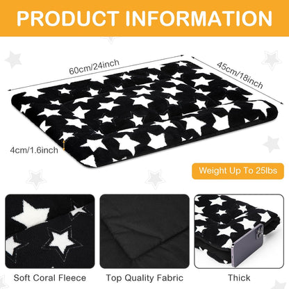 VitalCozy 4 Pcs Dog Crate Pads, Ultra Soft Warm Washable Anti-Slip Kennel Bed Mat for Pets, Reversible, Replaceable, Cage Liner for Small Medium Large Dogs and Cats (18 x 24 x 1.6 Inch,Star,Gray)
