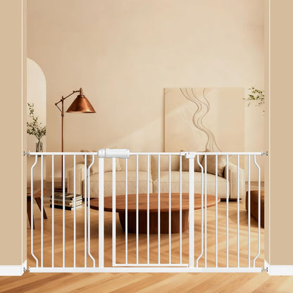 ALLAIBB Extra Wide Pressure Mounted Baby Gate Walk Through Child Kids Safety Toddler Tension White Long Large Pet Dog Gates with Extension for doorways Kitchen (57.48-62.20"/146-158cm, Black)