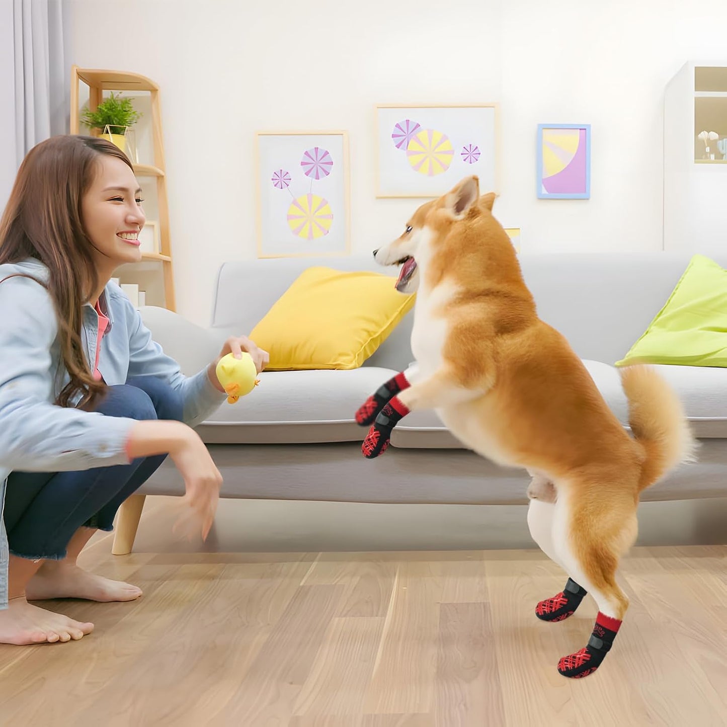 BEAUTYZOO Dog Socks to Prevent Licking Paws -Dog Shoes for Hot Pavement & Hardwood Floors Anti Slip, Traction Control Boots & Paw Protectors with Double Side Grips for Small Medium Large Senior Dogs