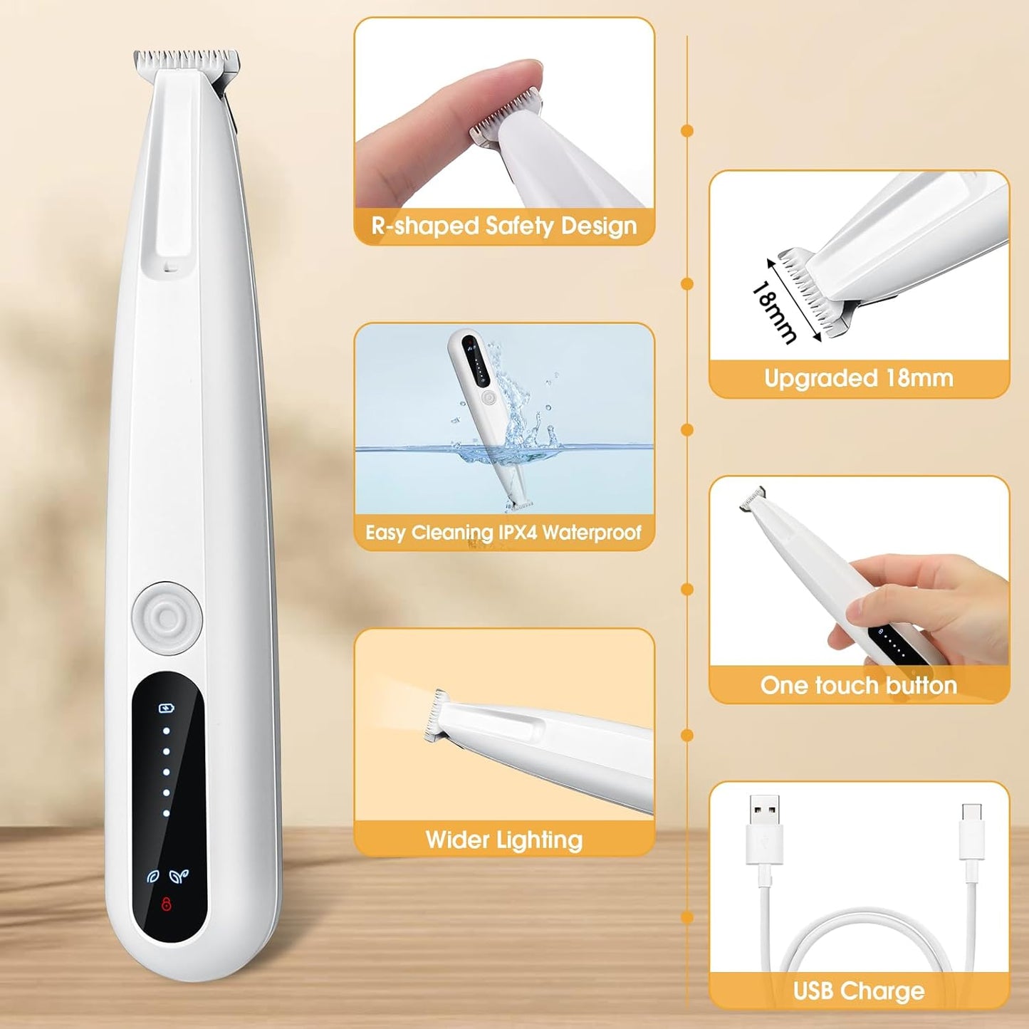 Palksky Dog Clippers for Grooming - 2 in1 Upgraded Electric Dog Paw Trimmer with Nail Grinder, Rechargeable Waterproof Paw Trimmer with Led Display for Dogs Paws, Ears, Face, Rump & Eyes