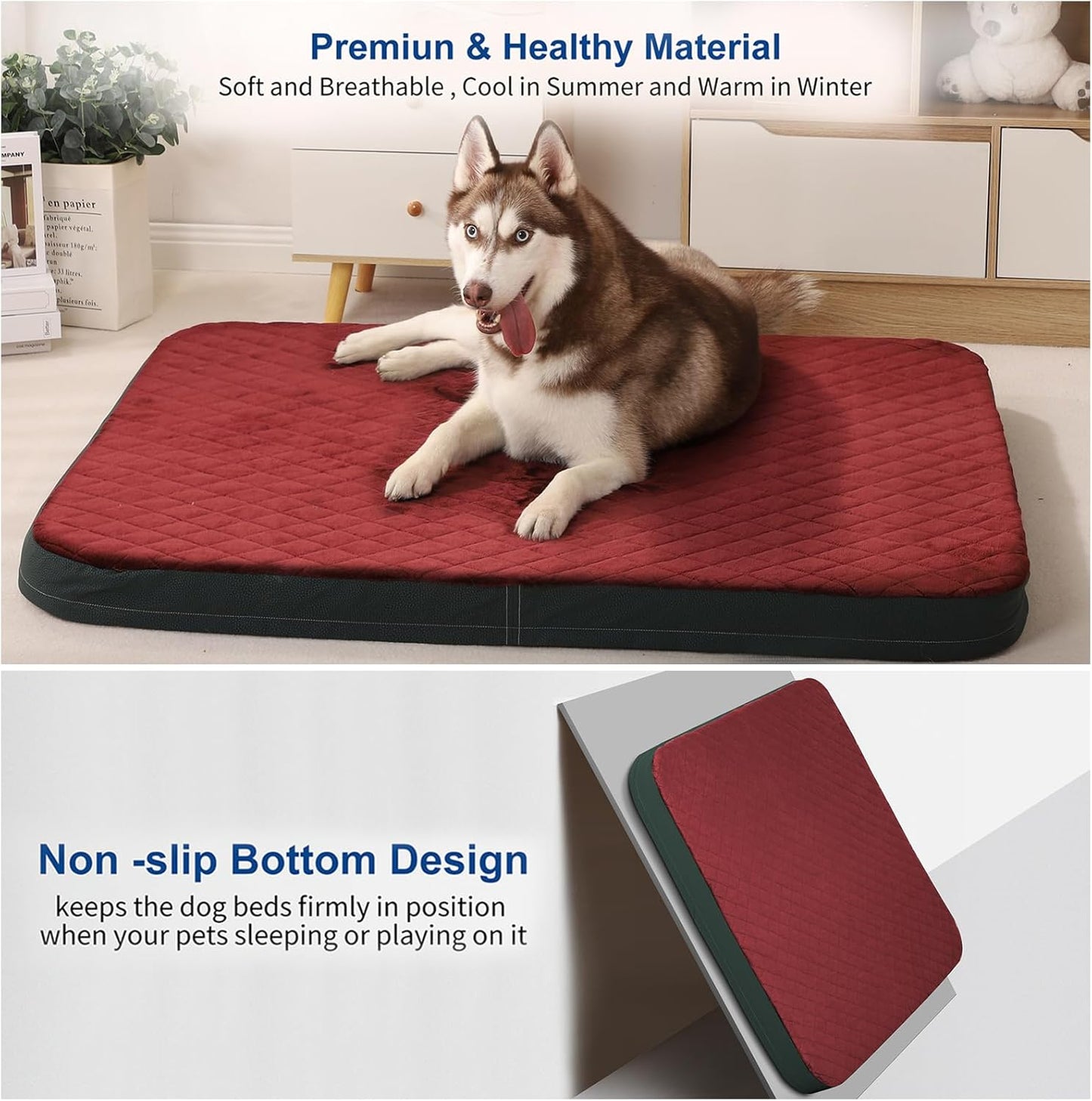 Large Dog Bed, High Density Foam, Good Resilience for Enough Cushion to Large Dogs Such as Great Dane, 47 * 39 Inches Widen Pet Bed, Non Slip Bottom with Removable Washable Cover
