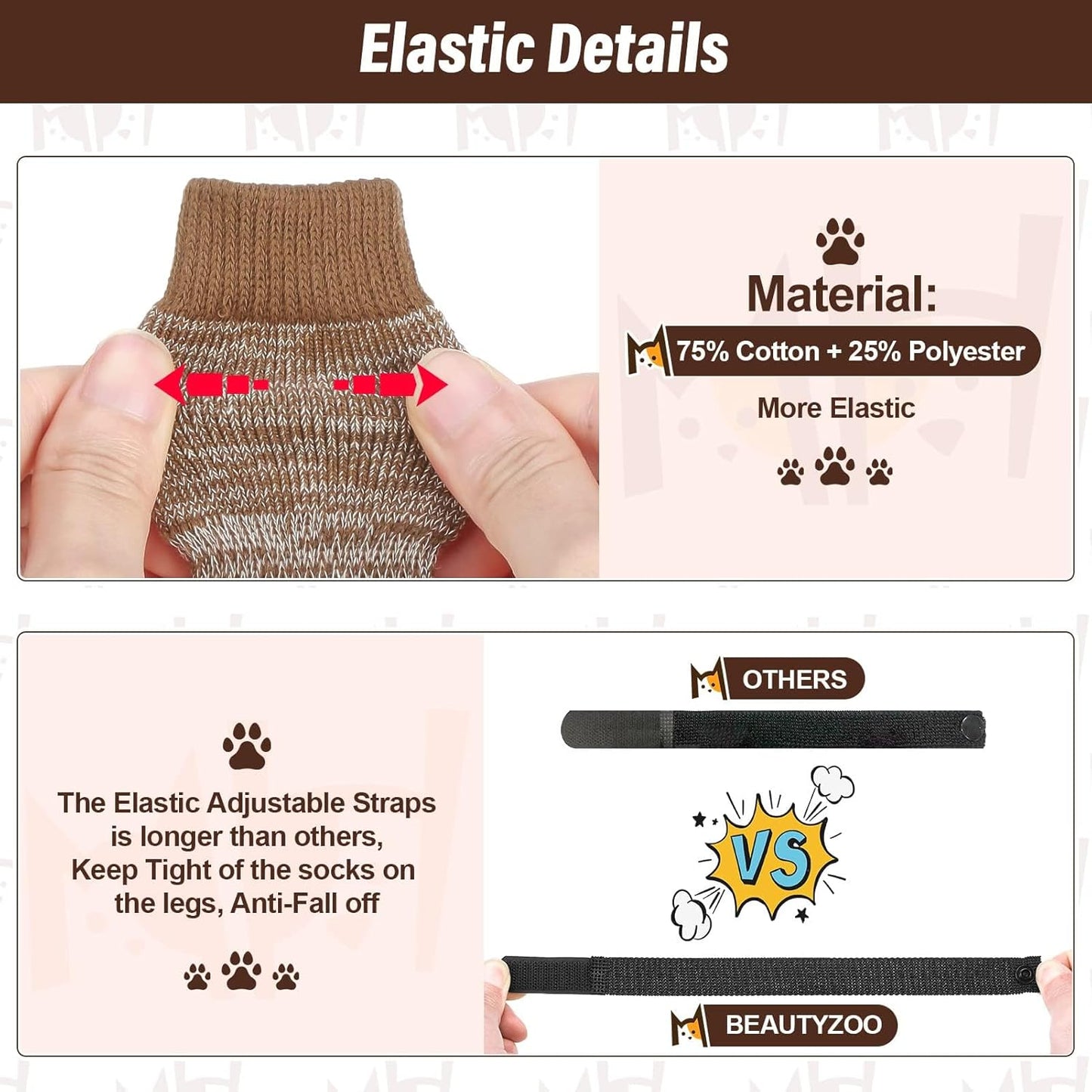 BEAUTYZOO Anti-Slip Dog Socks,Dog Shoes for Hot/Cold Pavement,Paw Protectors with Grips 3 Pairs for Puppy Small Medium Large Senior Old Dogs,Dog Socks to Prevent Licking and Hardwood Floor Protection