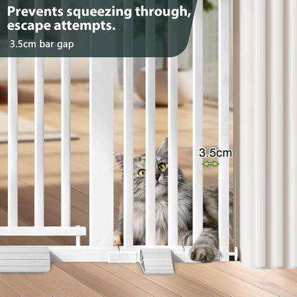 51'' Extra Tall Cat Gate for Doorways 30-40.9'' Wide, Climb Proof Pet Dog Gates for Kitten Dogs, Pressure Mounted No Drilling Cats Fence Barrier White