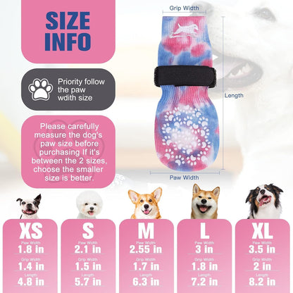 EXPAWLORER Anti Slip Dog Socks to Prevent Licking Paws, Dog Shoes for Hot Pavement, Dog Booties for Small Medium Large Senior Dogs, Traction Control Boots & Paw Protectors for Hardwood Floors