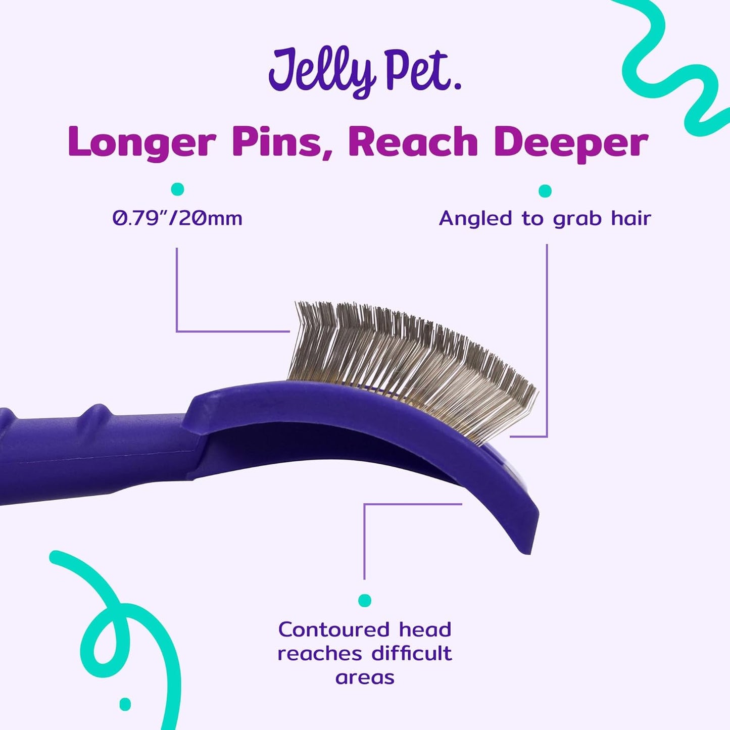 Jelly Pet Universal Slicker Brush for Dogs, Dog Grooming Brush, Remove Tangles and Dead Undercoat, Tuffer Than Tangles, Maltese Shi-Tzu Poodle Bichon, Firm Pins, Teal, Small