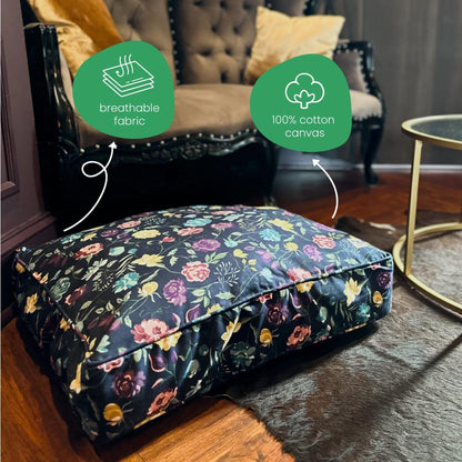 Molly Mutt Medium to Large Dog Bed Cover- Forever Young Print - Measures 27”X36”X5’’ - 100% Cotton - Durable - Breathable - Sustainable - Machine Washable Dog Bed Cover (Dd82b)