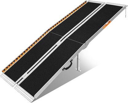 FACHNUO 2 Feet Portable Wheelchair Ramp, Non-Skid Aluminum Handicap Ramps with Handle, Folding Threshold Wheel Chair Ramp for Home Steps, Stairs, Entry, Doorways, Applicable Height 2-6 inches
