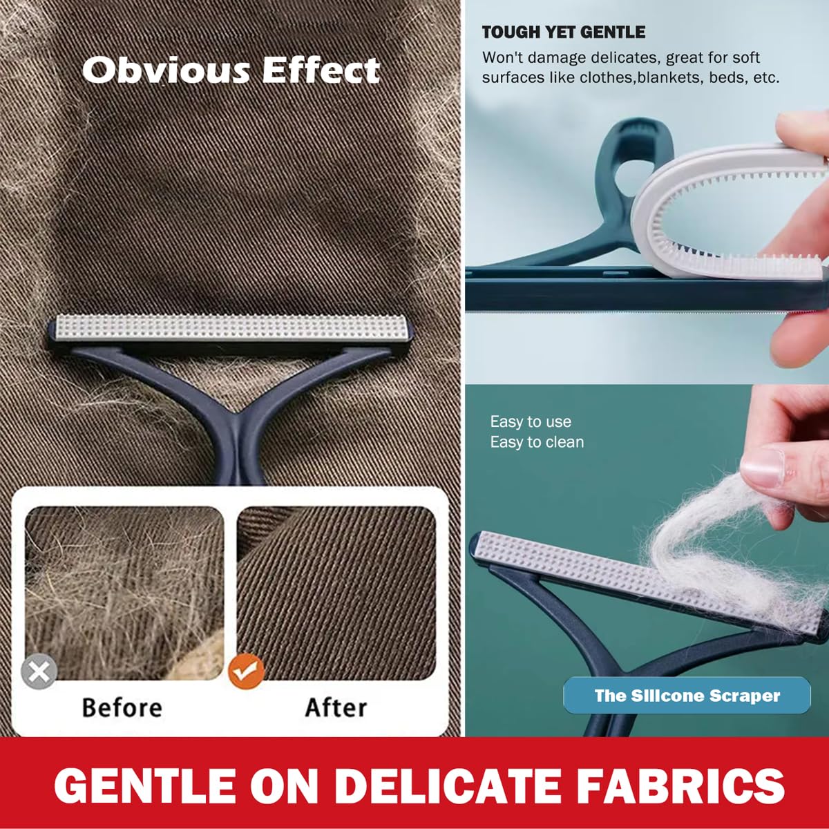 Pet Hair Removal Tools (3-Pack), Dog Cat Hair Remover Pro, Lint Shaver Cleaner, Fur Removal Carpet Scraper, Fuzz Hairball Brush for Carpet, Car Mat, Clothes, Couch, Pet Bed, Cat Tree, Furniture