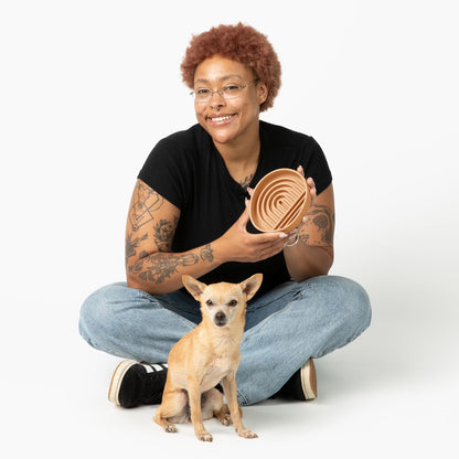 Should We Go? Slow Feeder for Dogs & Puppies, The Slowdown Bowl Silicone Slow Eating, Modern Lick Mat Design, Reduces Gulping, Fits 2 Cups, 7.5” Across x 1.5” Tall, Mealtime Challenge, Medium-Blush