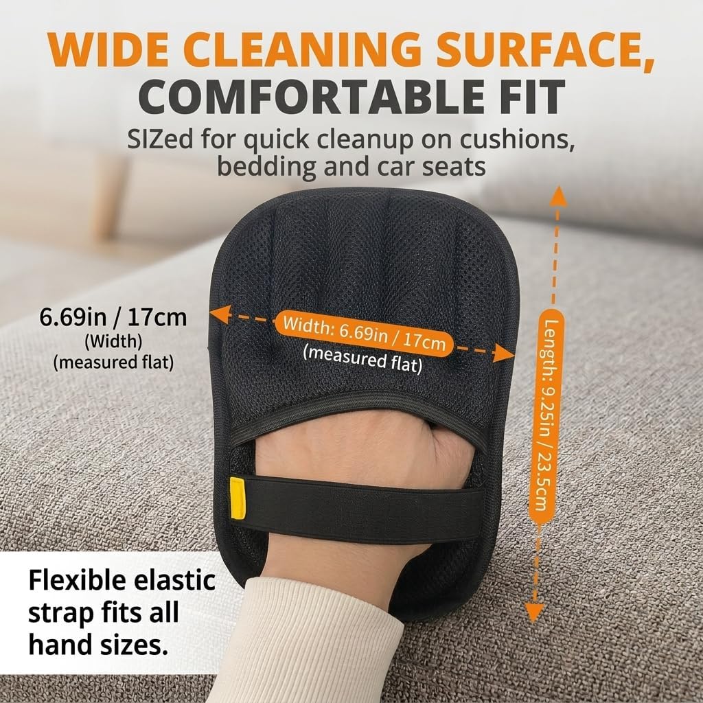 Pet Hair Remover Mitt, 2-Pack Reusable Fabric Lint Remover for Couch, Sofa, Bedding, Clothes and Car Seats, Handheld Hair Removal Glove for Pet Fur Cleanup