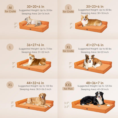 EHEYCIGA Orthopedic Dog Bed Medium Size Dogs, Memory Foam Dog Bed with Washable Removable Cover, Waterproof Pet Sofa Couch for Crate with Nonskid Bottom, 30x20x6, Grey