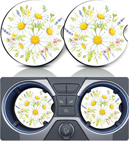 2PCS Dog Paw Print Car Cup Holder Coasters, Cars Coasters for Cup Holders, Anti Slip Rubber Mat with Finger Slot, Dogs Car Accessories Interior Decor, Dog Lover Gifts for Women, Men